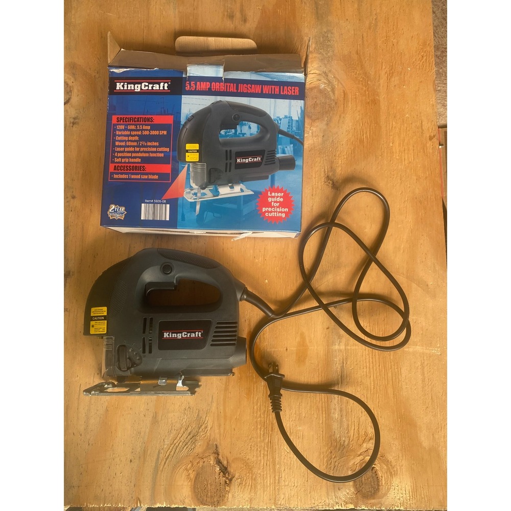 KingCraft Orbital Jigsaw 5.5 Amp Laser Guide Woodworking Tool 5926-08
